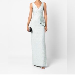 Like NEW Aidan Mattox Metallic Peplum Gown in Mint